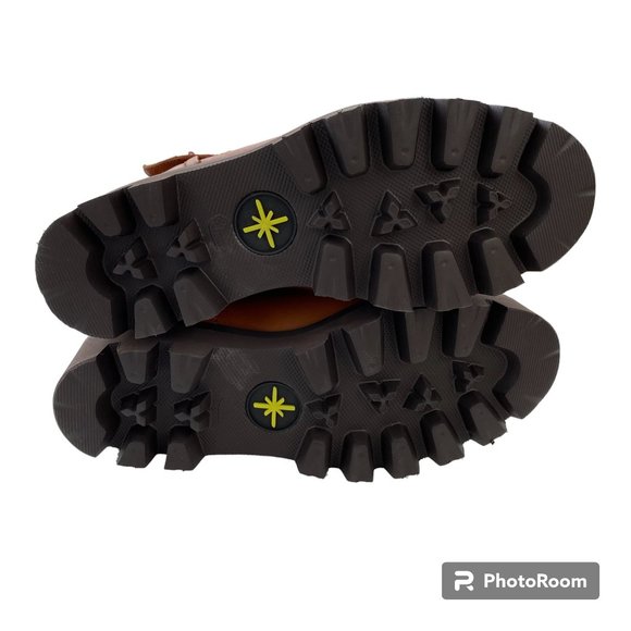 New Ross & Snow Lucky Waterproof Cognac Leather Lug Sole Moto Ankle Boots - Picture 5 of 6